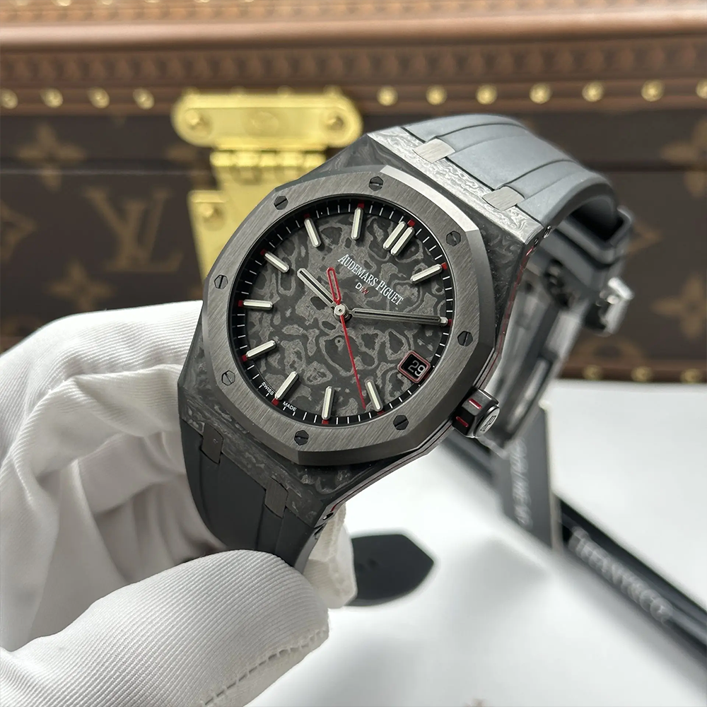 최고퀄 DIW 오데마피게 로얄오크 카본 커스텀 레드 핸즈 41mm 15500