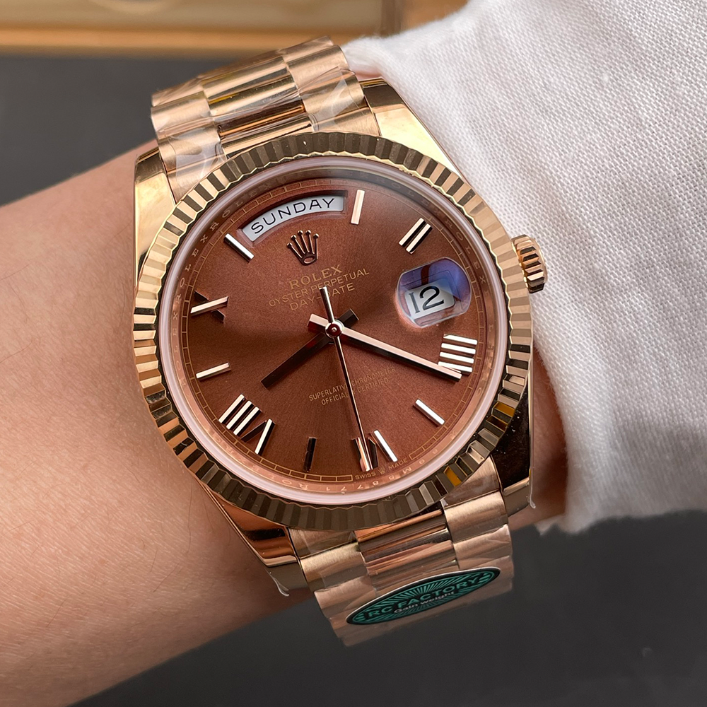 최고퀄 RC공장 롤렉스 데이데이트 브라운 다이얼 로즈 골드 금통 40mm 228236