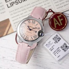 최고퀄 발롱 블루 드 까르띠에 핑크 다이얼 가죽밴드 33mm WSBB0044