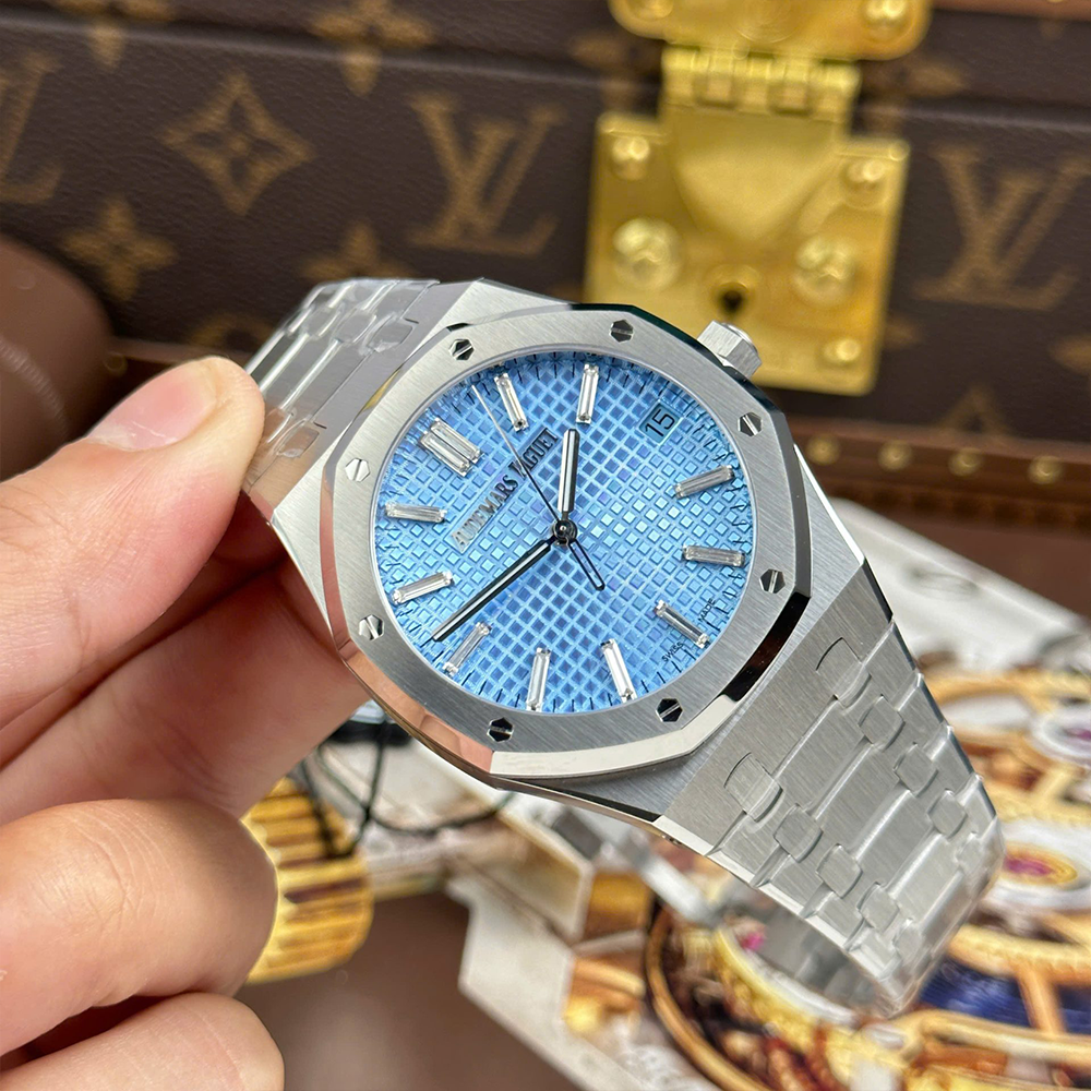 최고퀄 ZF공장 오데마피게 로얄오크 아이스 블루 바게트 다이아 다이얼 41mm 15510