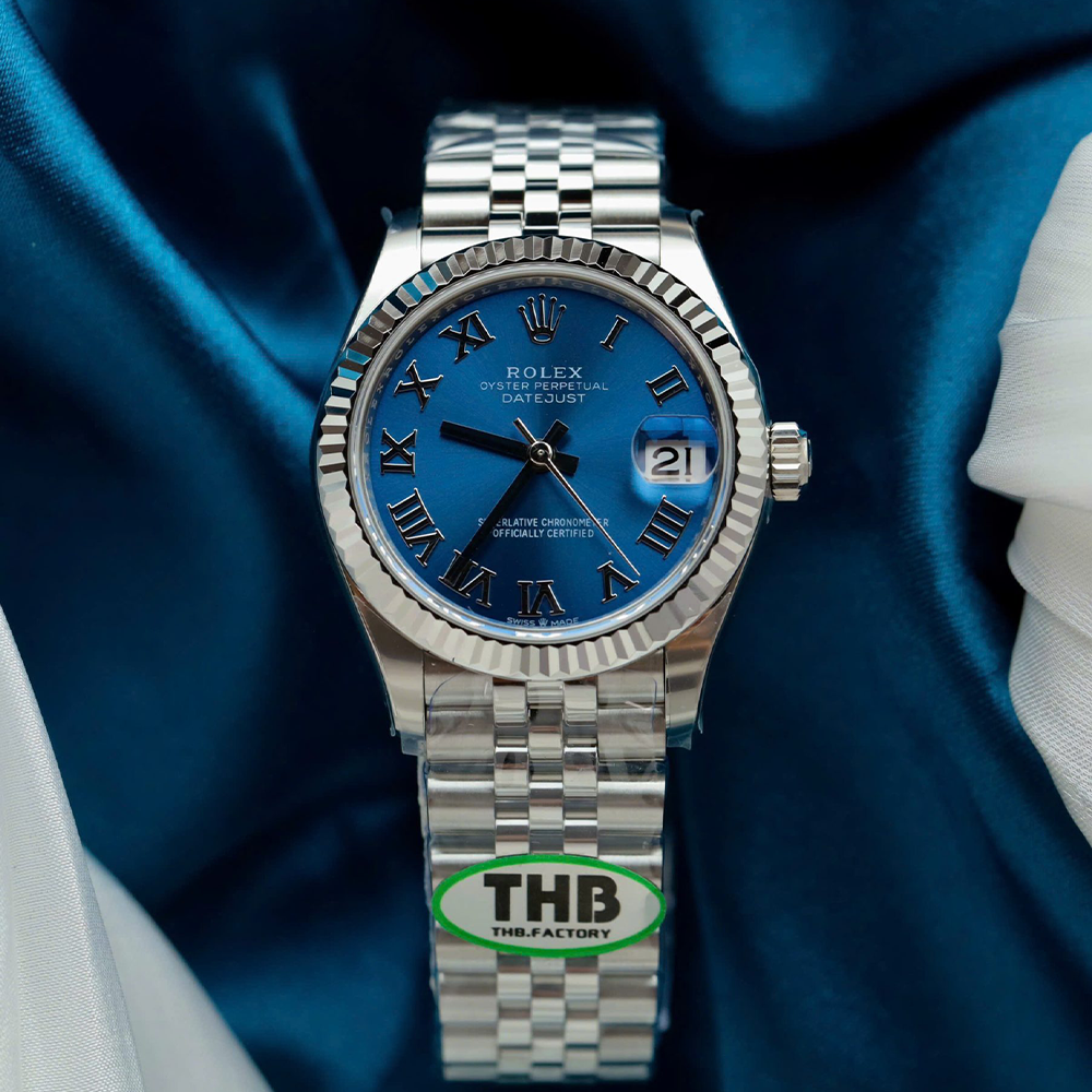 최고퀄 THB공장 여성용 롤렉스 데이저스트 블루 로만 다이얼 스틸 31mm