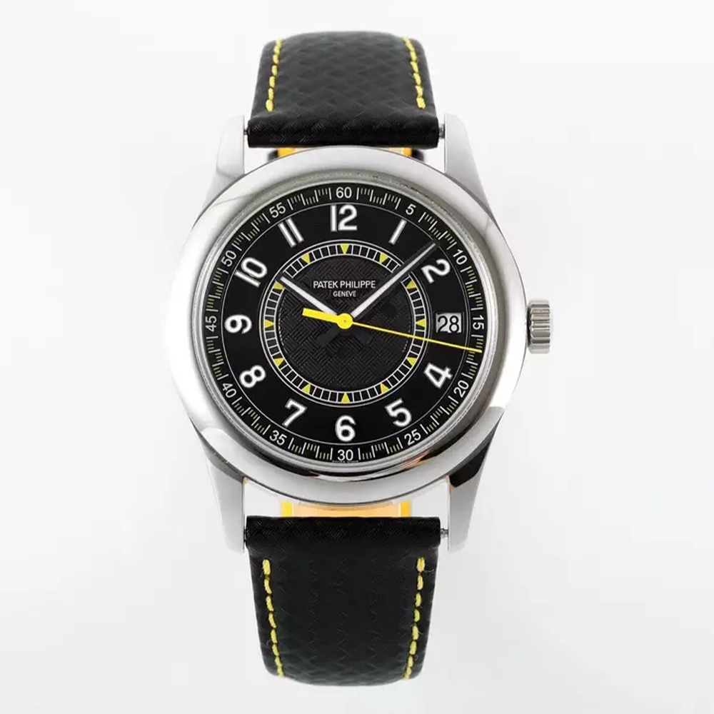 최고퀄 PP공장 파텍필립 칼라트라바 블랙 & 옐로우 다이얼 40mm 6007G