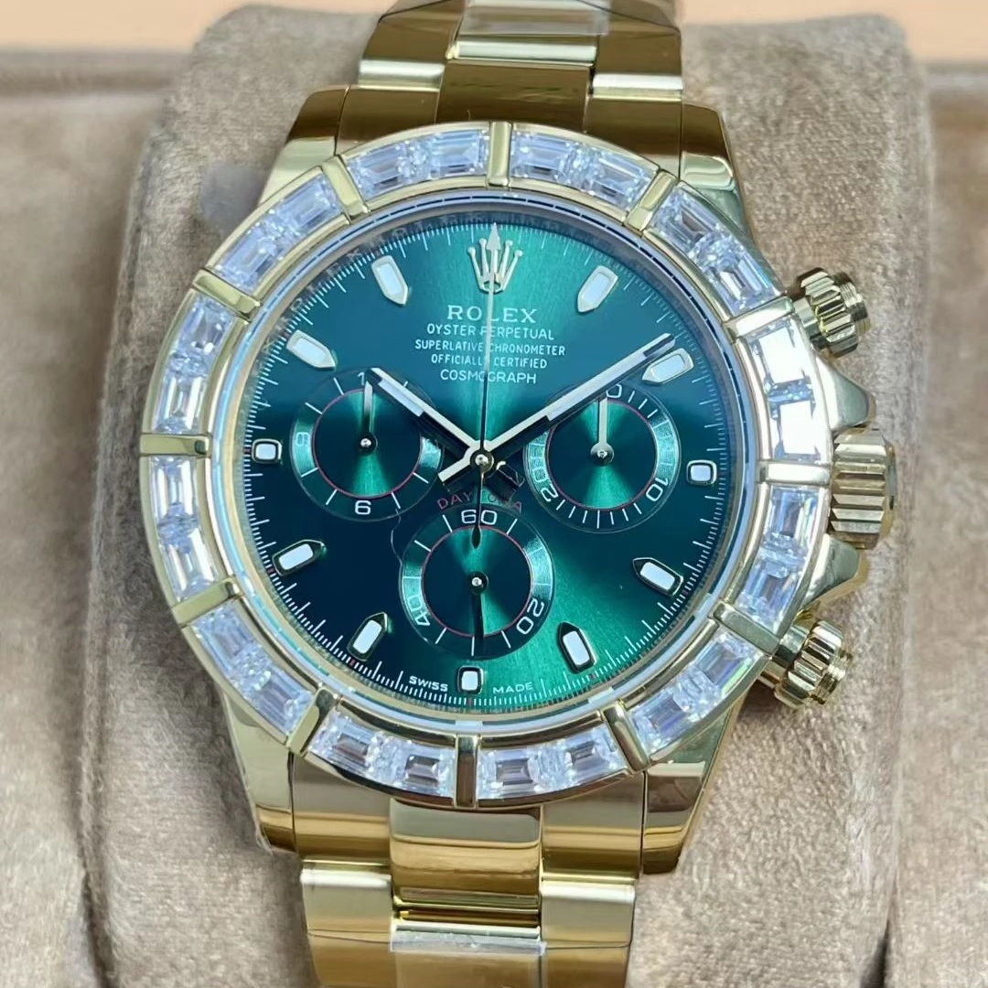 최고퀄 RX공장 롤렉스 데이토나 그린 다이얼 바게트 다이아 베젤 옐로우 골드 금통 40mm 116568