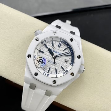 최고퀄 APS공장 오데마피게 오프쇼어 다이버 화이트 다이얼 러버밴드 42mm 15707