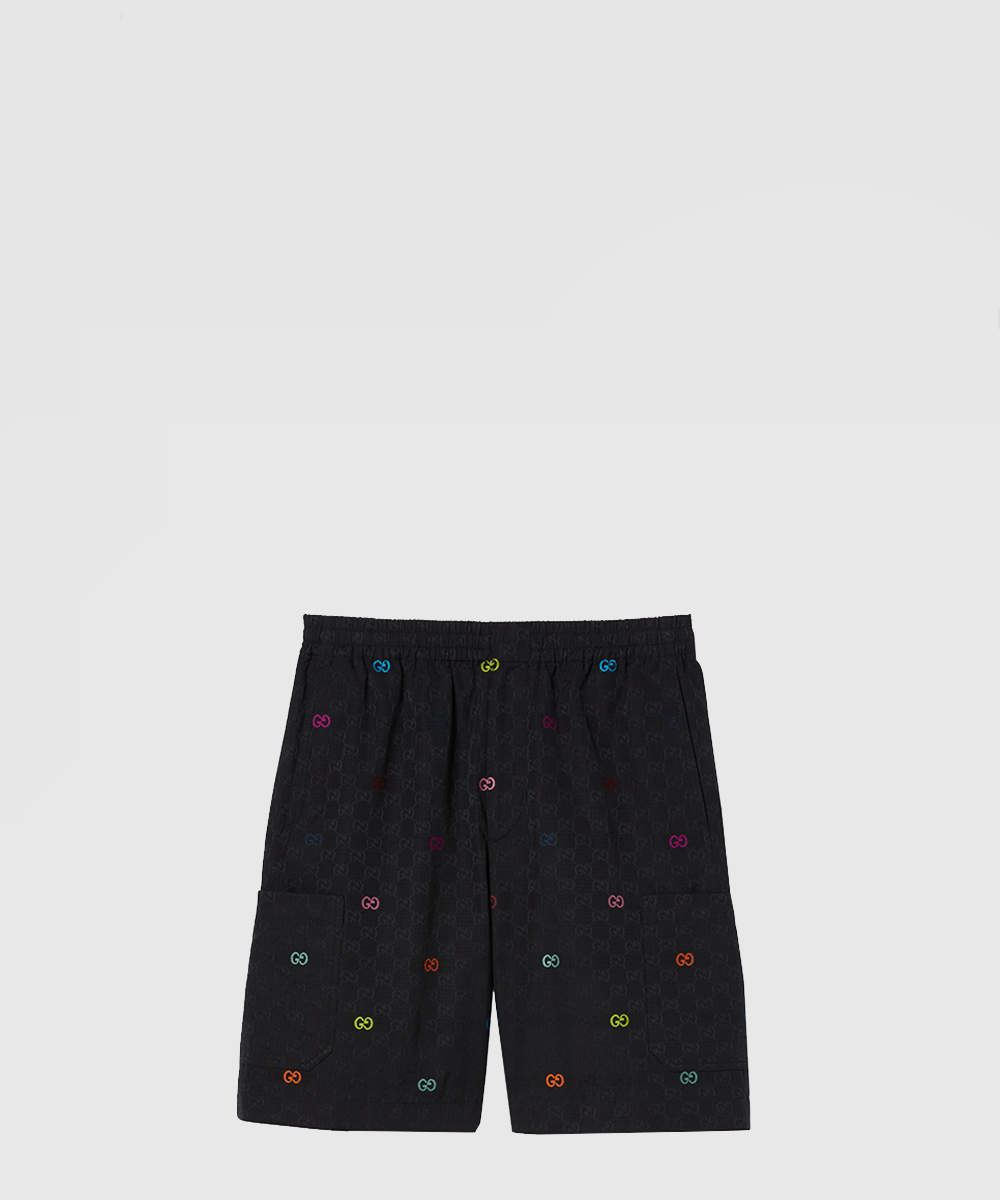 GG 코튼 체크무늬 반바지