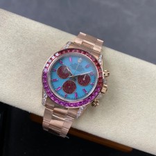 PPM 공장 롤렉스 데이토나 티파니 다이얼 루비 베젤 세팅 로즈골드 금통 40mm 126595