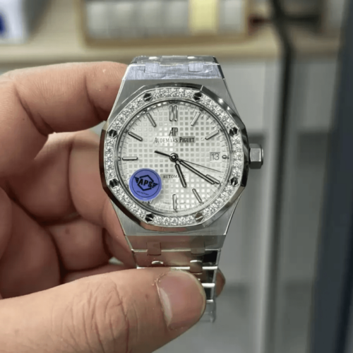 APS공장 오데마피게 로얄오크 화이트 다이얼 37mm 다이아 베젤 15451