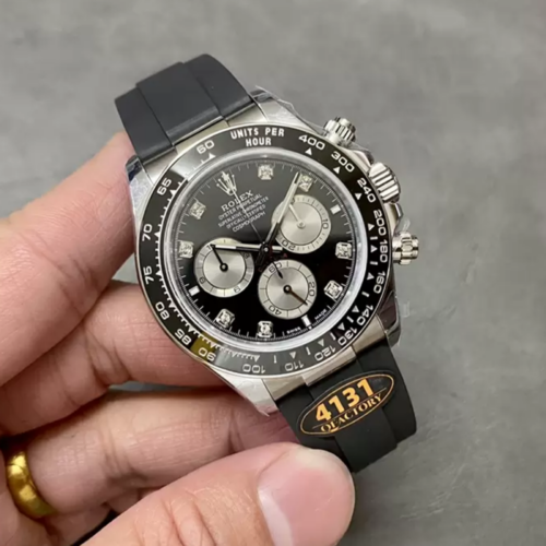 QF공장 롤렉스 데이토나 블랙 8P 다이얼 화이트 골드 금통 러버밴드 126519