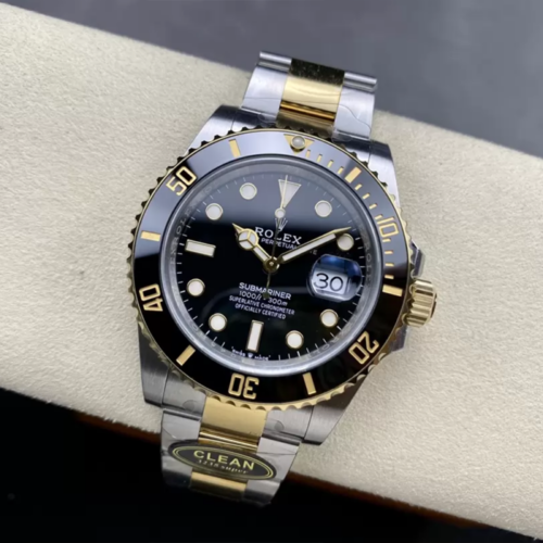 클린공장 롤렉스 신형 서브마리너 블랙 다이얼 옐로우 골드 콤비 41mm 126613