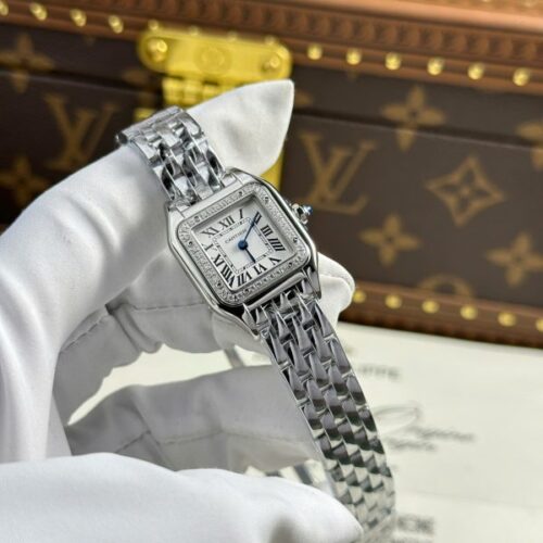 BV공장 팬더 드 까르띠에 미니 화이트 다이얼 다이아 베젤 23mm