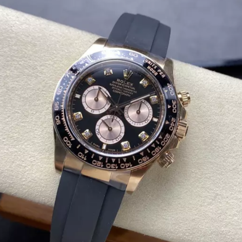 클린공장 롤렉스 데이토나 블랙 8P 다이얼 로즈 골드 러버밴드 126518