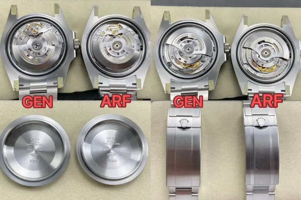 클론엑스워치에서 제공하는 GEN과 ARF 롤렉스 서브마리너 무브먼트 비교 사진입니다.