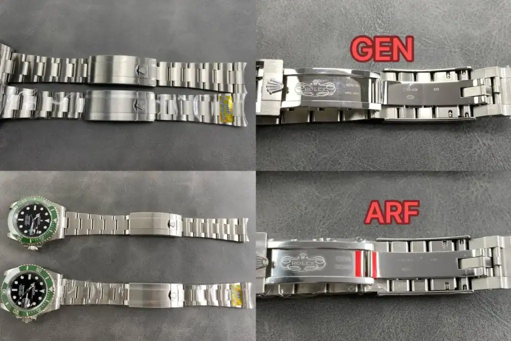 GEN과 ARF 롤렉스 서브마리너 스틸 시계 차이.