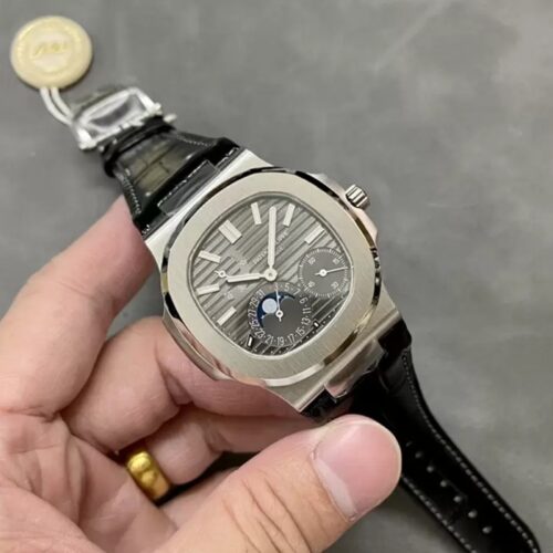 PPF공장 파텍필립 노틸러스 문페이즈 블랙 다이얼 가죽밴드 5712G