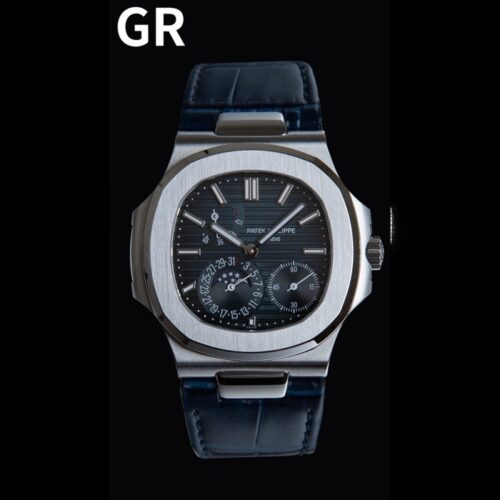 GR공장 파텍필립 노틸러스 문페이즈 청판 다이얼 가죽밴드 5712