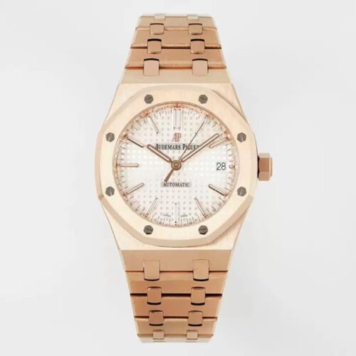 IP공장 오데마피게 로얄오크 화이트 다이얼 로즈골드 금통 37mm 15450