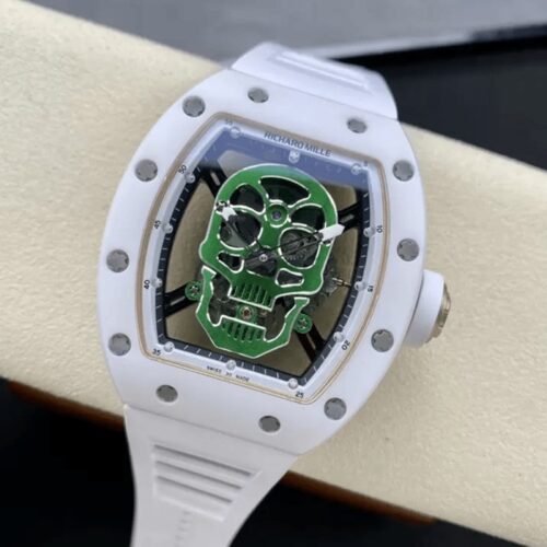 YS공장 리차드밀 RM52-01 화이트 세라믹 그린 스컬 다이얼