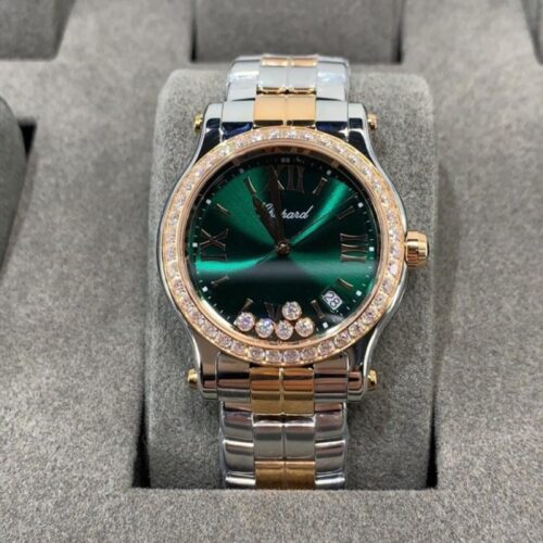 NR공장 쇼파드 해피 스포트 36mm 그린 다이얼 다이아 베젤 278582-6006