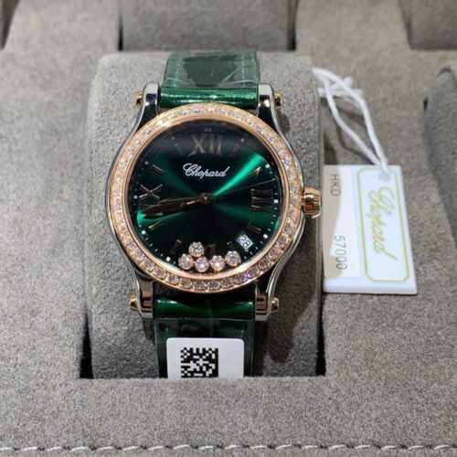 NR공장 쇼파드 해피 스포트 36mm 그린 다이얼 가죽밴드 278582-6007