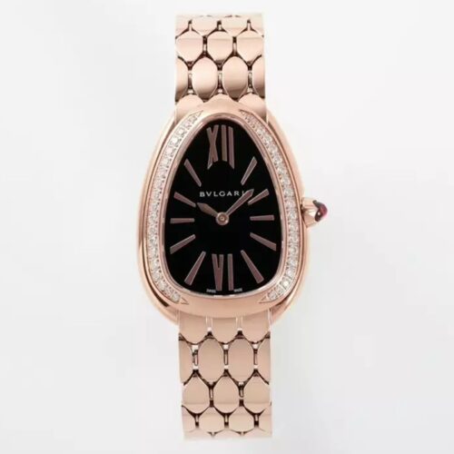 BV공장 불가리 세르펜티 세두토리 워치 블랙 다이얼 다이아 베젤 로즈골드 33mm 103453