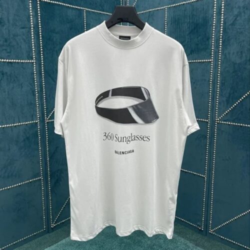 발렌시아가 남성 360 선글라스 미디엄 핏 티셔츠 더티 화이트