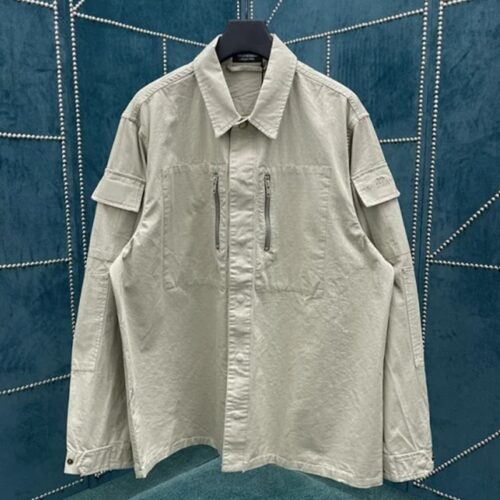 발렌시아가 솔리드 싱글 지퍼 셔츠 베이지