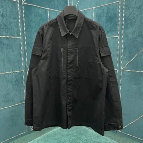 발렌시아가 솔리드 싱글 지퍼 셔츠 블랙