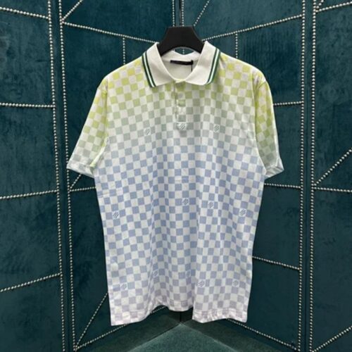 루이비통 프린티드 쇼트 슬리브드 코튼 티셔츠