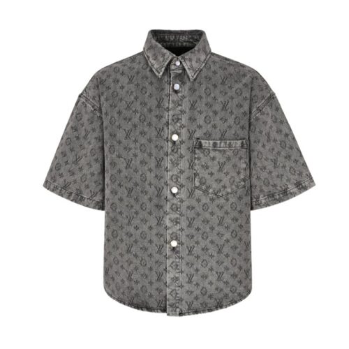 루이비통 모노그램 자카드 흑청 데님 셔츠