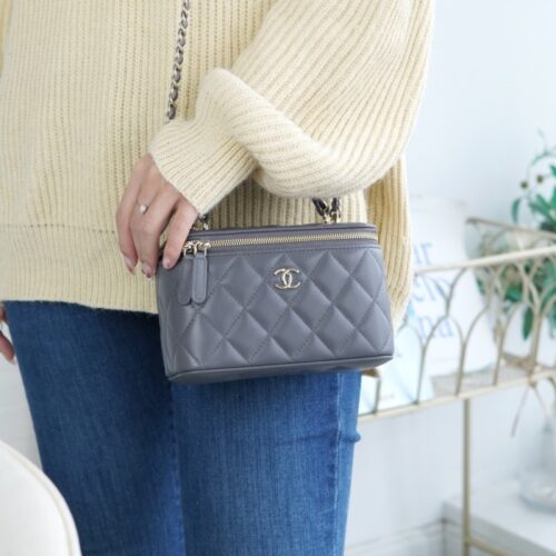 팬더샵 샤넬 23K 탑 핸들 롱 박스 그레이