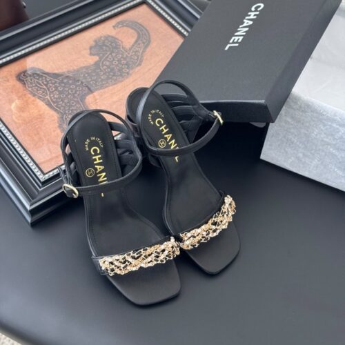샤넬 25SS 체인 샌들 블랙