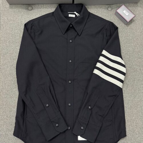 톰브라운 4바 클래식 울 셔츠 자켓 네이비