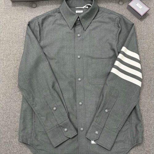 톰브라운 4바 클래식 울 셔츠 자켓 그레이