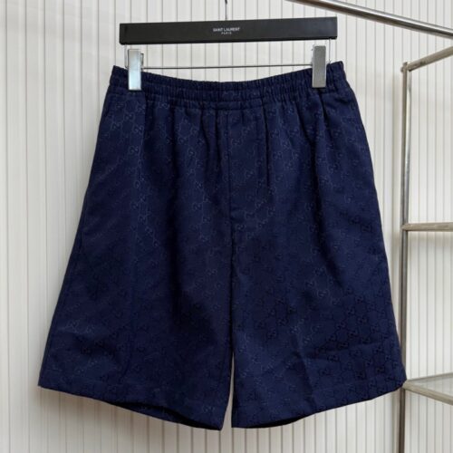 구찌 네이비 GG 코튼 자카드 버뮤다 쇼츠