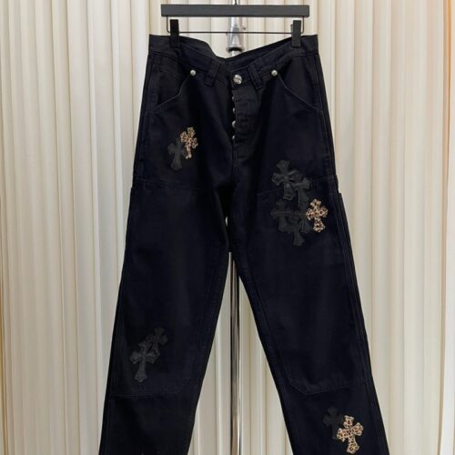 크롬하츠 크로스 패치 카펜터 데님 팬츠 블랙