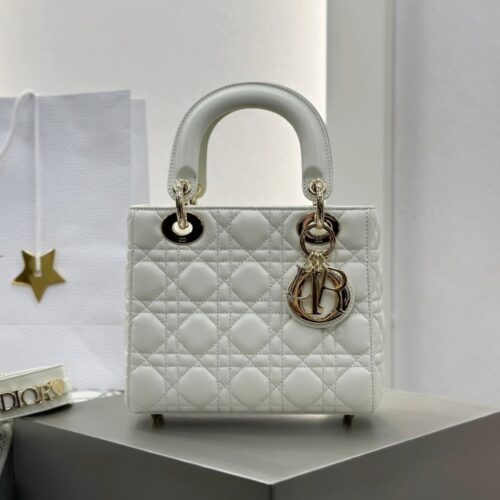 디올 레이디 디올 스몰 백 화이트 금장