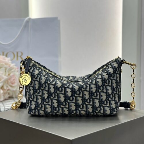 디올 스타 체인 미디엄 파우치 블루