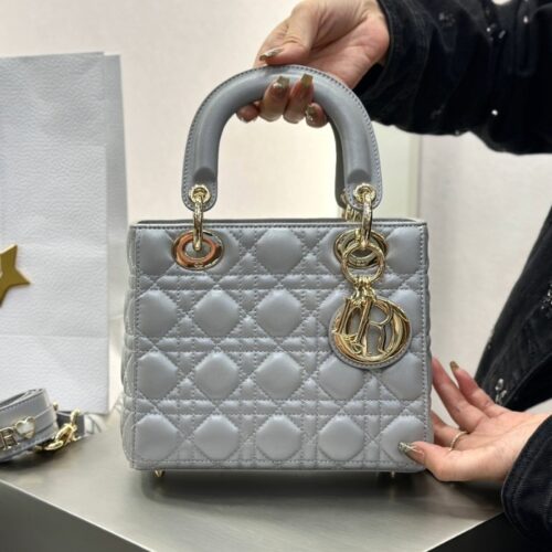 디올 레이디 디올 미디엄 백 ABC 스몰 펄 그레이 골드버클