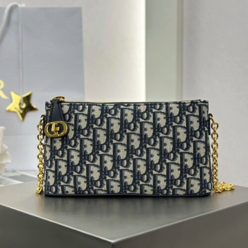 디올 가방 30 몽테인 미디 블루 오블리크 자카드 미니백