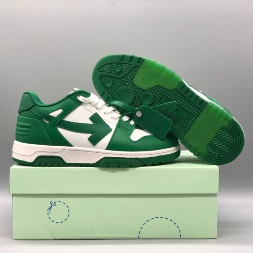 오프화이트 화이트/그린 아웃 오브 오피스 사토리얼 스니커즈