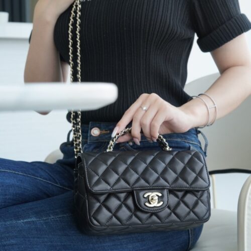 팬더샵 샤넬 큐빅 탑핸들 클래식백 플랩백 미디엄