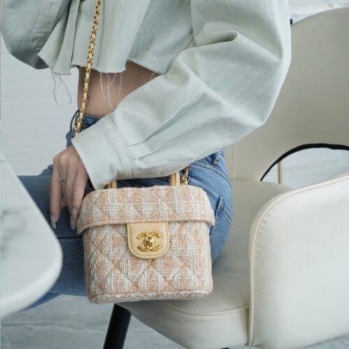 팬더샵 샤넬 램스킨 스몰 코스메틱 케이스 오렌지 AS3973