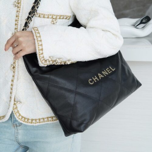 팬더샵 샤넬 22P 22백 캐비어 스몰 블랙 은장