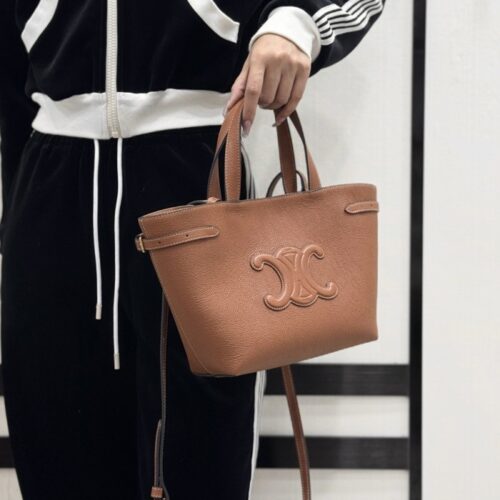 셀린느 틴 클래식 파니에 팜 리프 카프스킨 브라운