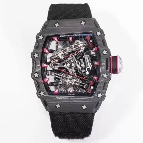 RM공장 리차드밀 수동 와인딩 투르비용 부바 왓슨 블랙 카본 케이스 블랙 스트랩 밴드 RM38-02