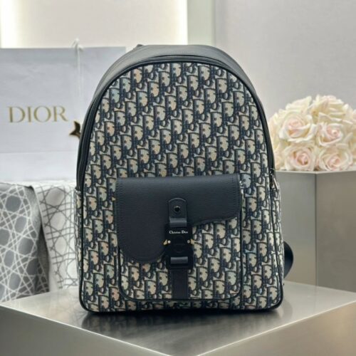 디올 새들 백팩 오블리크 자카드