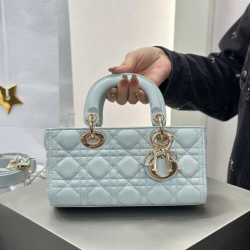 디올 스몰 레이디 디조이 백 플래시드 블루