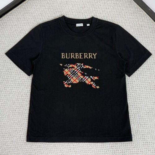 버버리 크로스 스티치 EKD 코튼 티셔츠 블랙