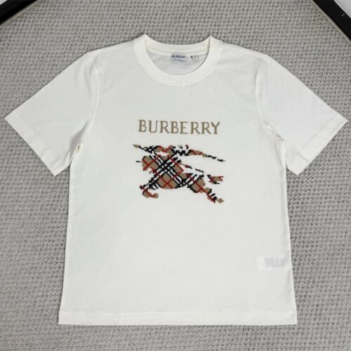 버버리 크로스 스티치 EKD 코튼 티셔츠 화이트