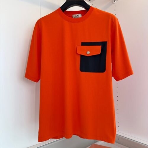 에르메스 포켓 장식 반팔 티셔츠 오렌지